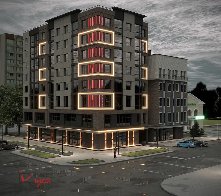 Дизайн фасада многоэтажки в центре Черкас