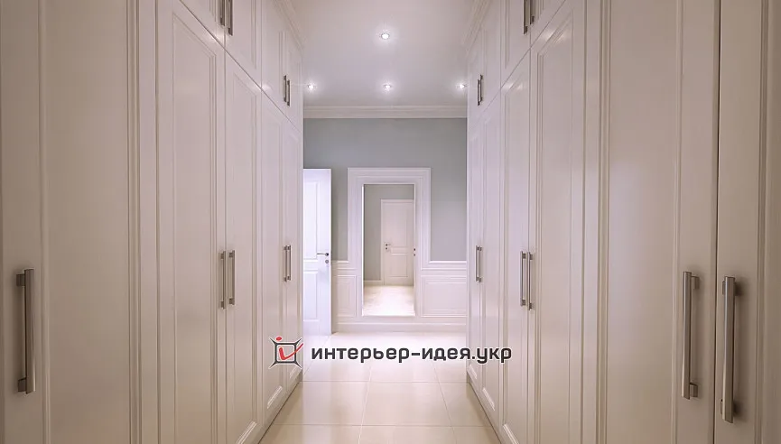 Дизайн большого холла в нежных тонах