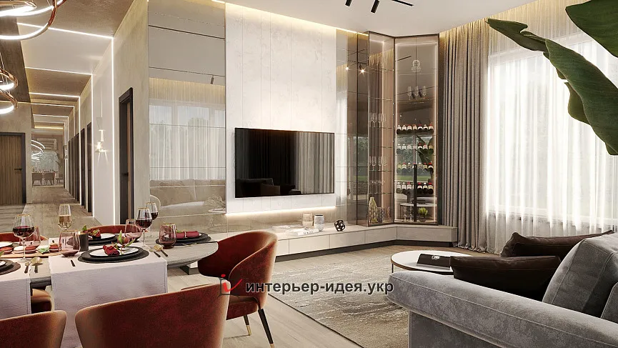 Гостиная и коридор жилого дома в Запорожской области