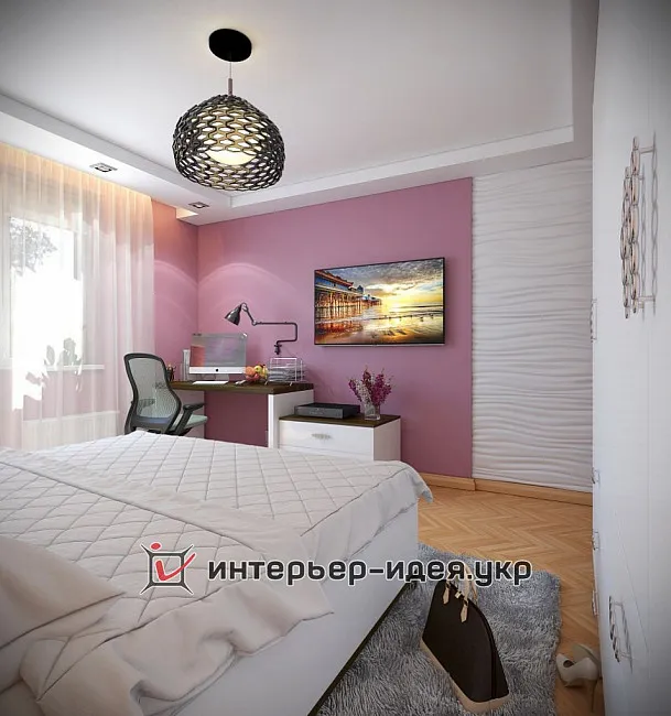 Дизайн спальни с яркими цветовыми акцентами, г. Львов