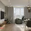 Кухня-гостиная с фисташковым акцентом